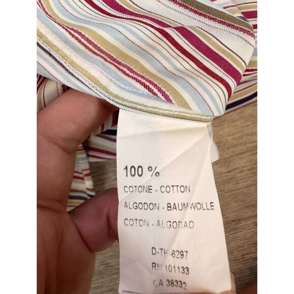 Ermenegildo Zegna Hidden Button Down Stripe Shirt XL Made in Italy 100% Cotton - Picture 9 of 10